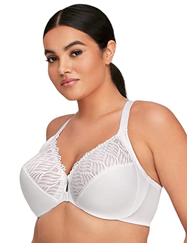 Große Größen Plusgröße WonderWire-Vorderverschluss-BH mit T-Rücken und Bügel Nr. 1246, Weiss, 90G von Glamorise