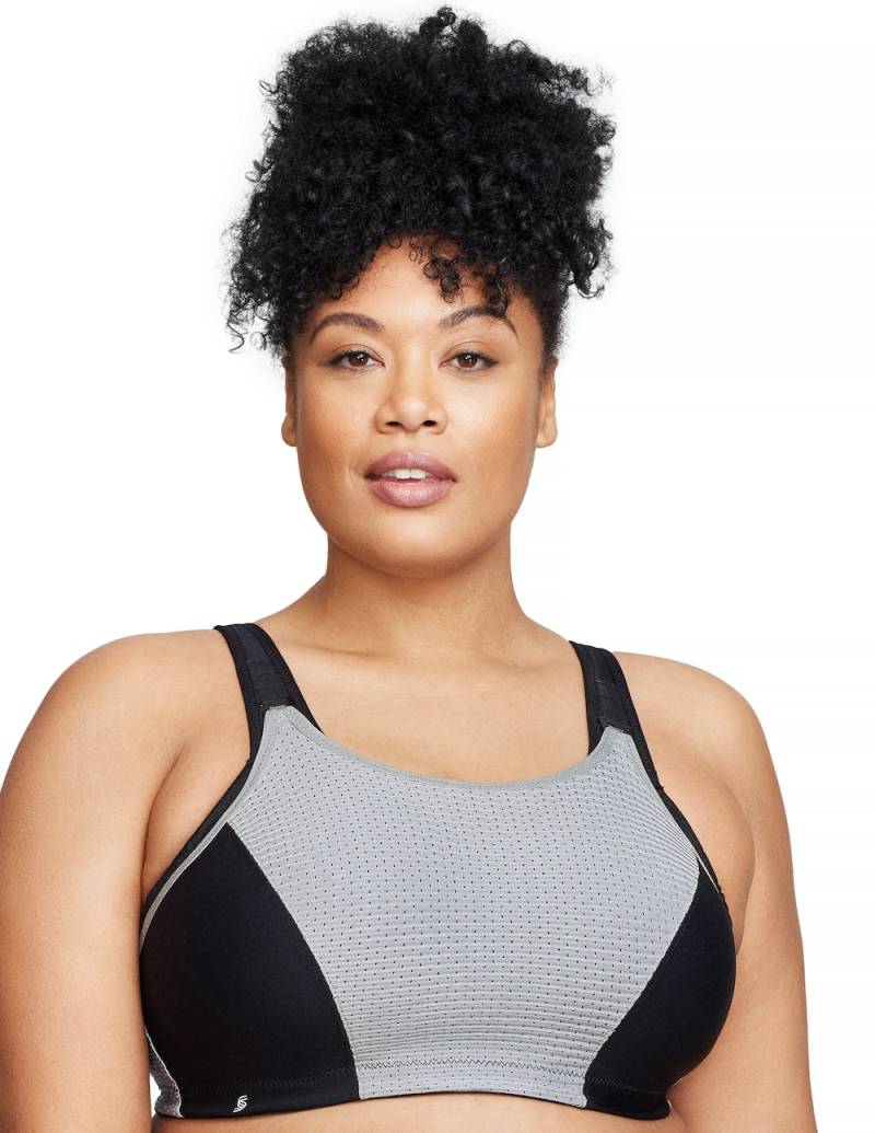 Große Größen Sport-BH mit variablem Halt, Damen, schwarz, Größe: 100F, Polyester/Synthetische Fasern, Happy Size DE Women von Glamorise