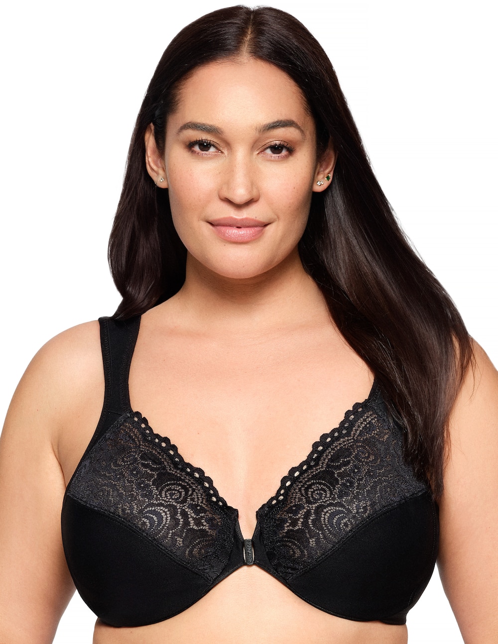 Große Größen Vorderverschluss-WonderWire-BH, Damen, schwarz, Größe: 105B, Synthetische Fasern/Polyester, Happy Size DE Women von Glamorise