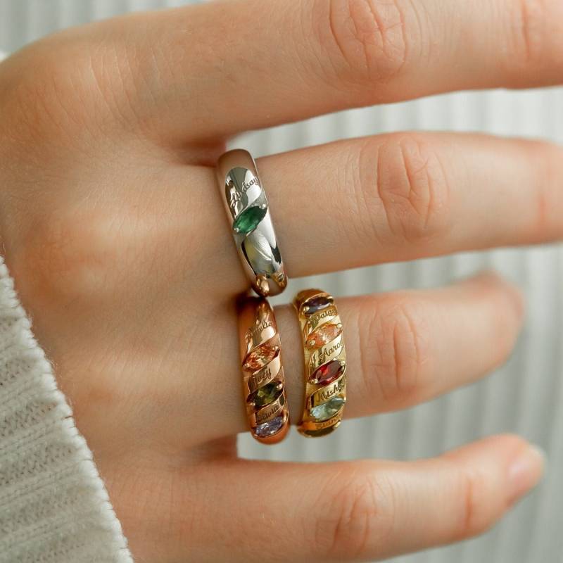 Marquise Ring Mama Mit Namen Und Geburtssteinen Sterling Silber Gravierte Oma Edles Schmuck von Glamoristic