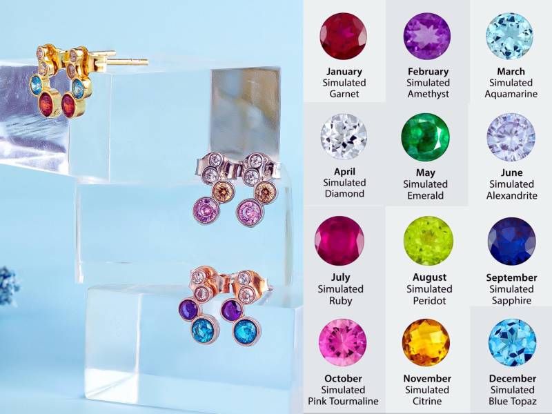 Personalisierte Birthstone Ohrstecker Ihre Familie Birthstones Cluster Stein Besties Passende Ohrringe Geschenk von Glamoristic