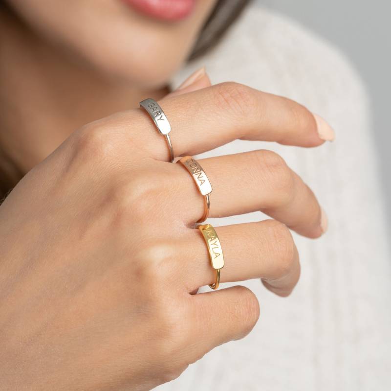 Personalisierter Schmuck Mit Ihrer Wortwahl Benutzerdefinierter Barrenring Namensinitiale Oder Datum Geschenk Für Unisex von Glamoristic