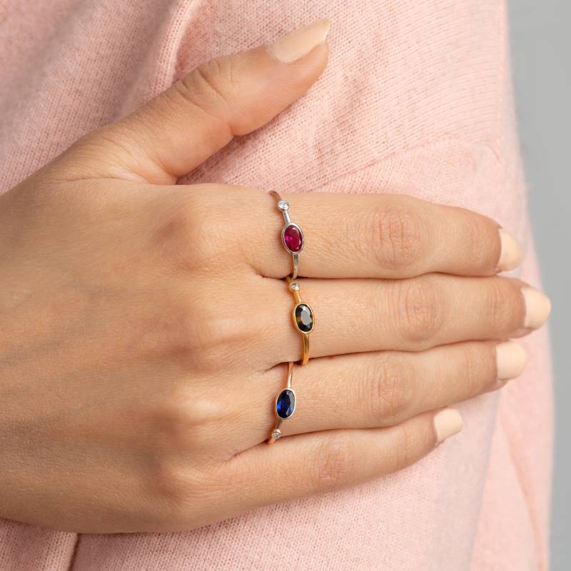 Trendy Oval-Ring Personalisierter Stapelring Benutzerdefinierter Geburtsstein Ring Alltagsring Brautjungfer Geschenk Geburtstagsgeschenk Für Freunde von Glamoristic