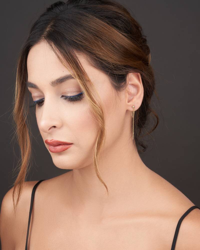 14K Solid Gold Bar Ohrringe Mit Hängender Kette Baumeln Im Eleganten Stil Dünnen Ketten Personalisierter Handgemachter Schmuck In von GlamoristicGold