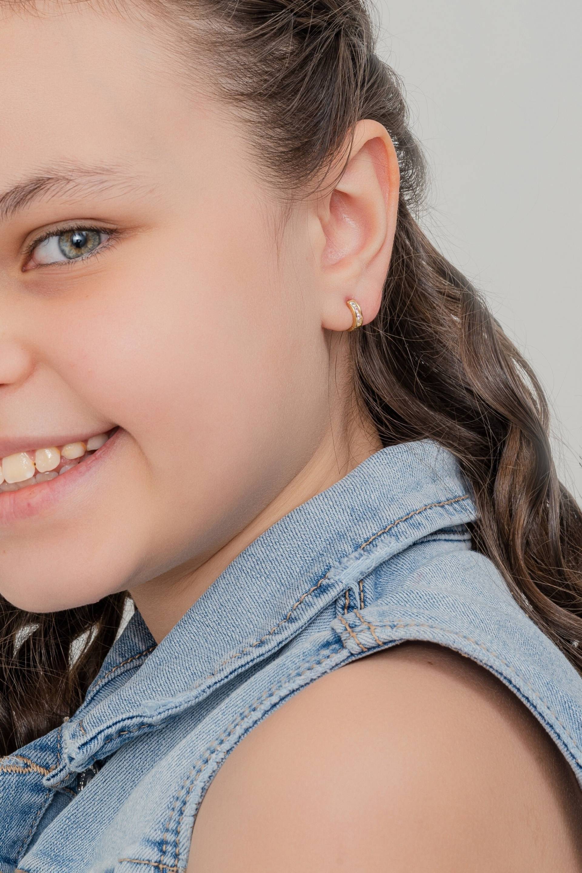 925Er Silber | Gold Zierliche Bunte Creolen Rundum Edelstein Geburtstagsgeschenk von GlamoristicKids