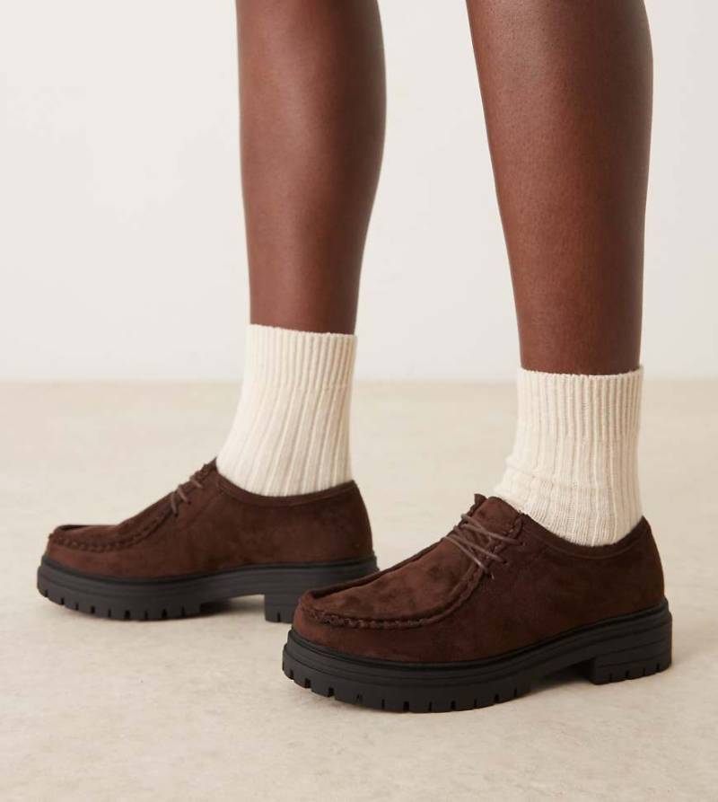 Glamorous Wide Fit - Derby Schuhe in Braun-Micro-Brown von Glamorous Wide Fit