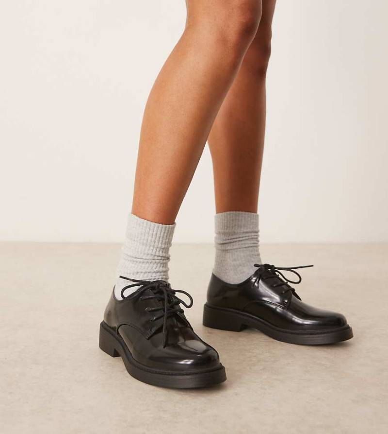 Glamorous Wide Fit - Derby-Schuhe zum Schnüren in Schwarz, weite Passform von Glamorous Wide Fit