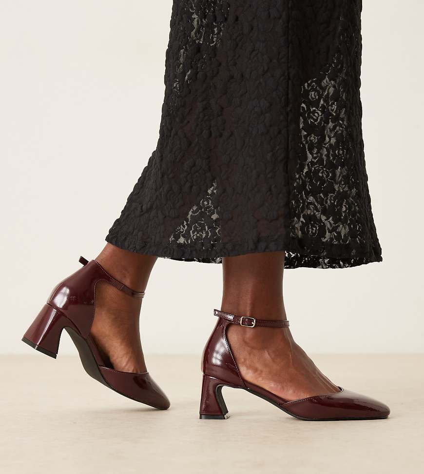 Glamorous Wide Fit - Mary-Jane-Schuhe in burgunderroter Lackoptik, weite Passform von Glamorous Wide Fit