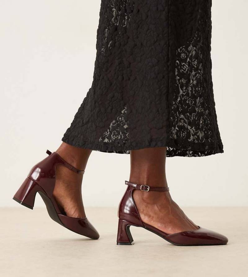 Glamorous Wide Fit - Mary-Jane-Schuhe in burgunderroter Lackoptik, weite Passform von Glamorous Wide Fit