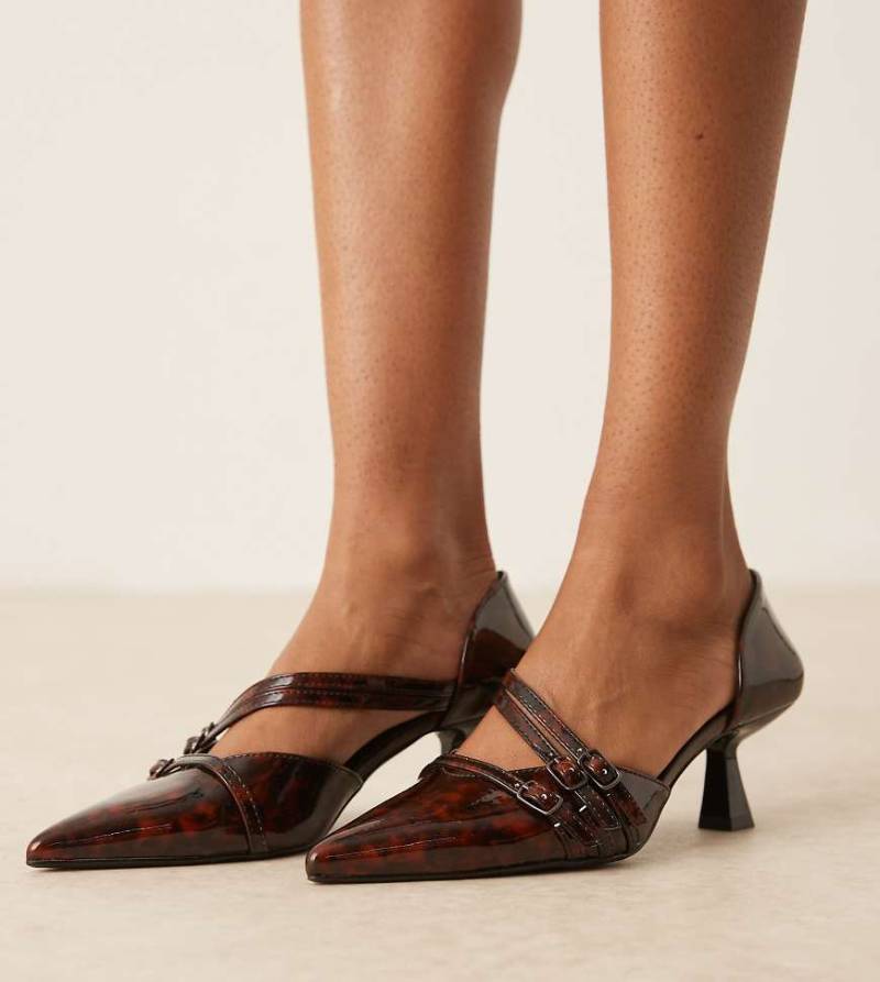 Glamorous Wide Fit - Slingback-Schuhe in Schildpatt-Optik mit Kitten-Absatz, weite Passform-Braun von Glamorous Wide Fit