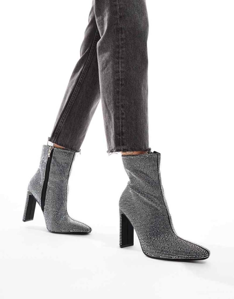 Glamorous - Ankle-Boots in Silber mit Absatz und Verzierung von Glamorous