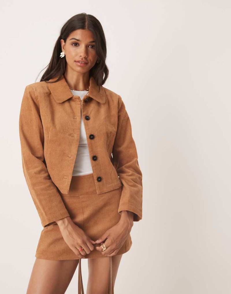 Glamorous - Cropped Cordjacke in Braun, Kombiteil von Glamorous