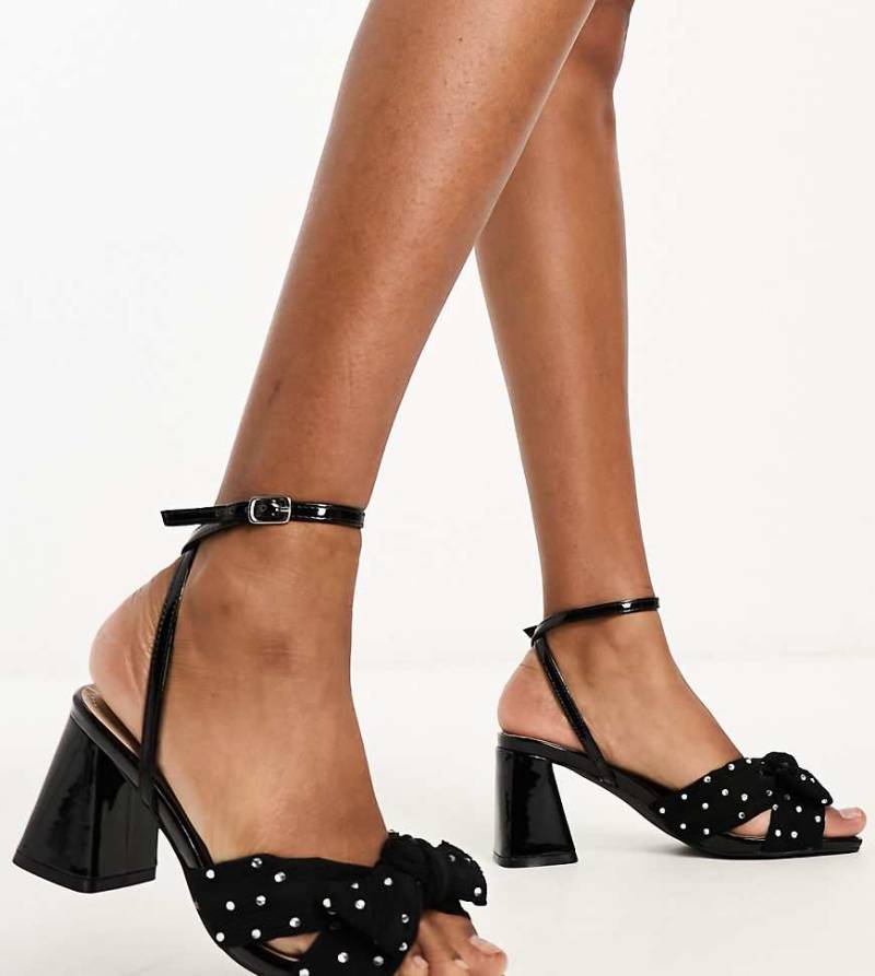 Glamorous - Exklusiv - Sandaletten in Schwarz mit mittelhohem Absatz und verzierter Schleife von Glamorous