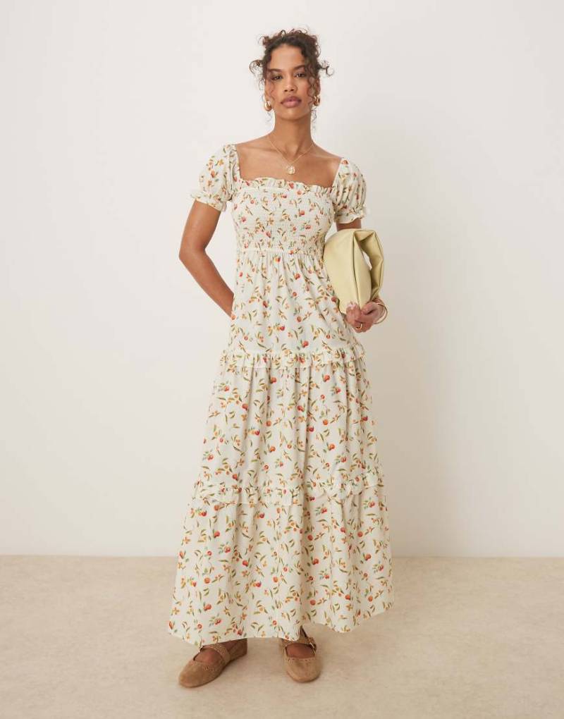 Glamorous - Gesmoktes Maxikleid mit Fruchtmuster-Bunt von Glamorous