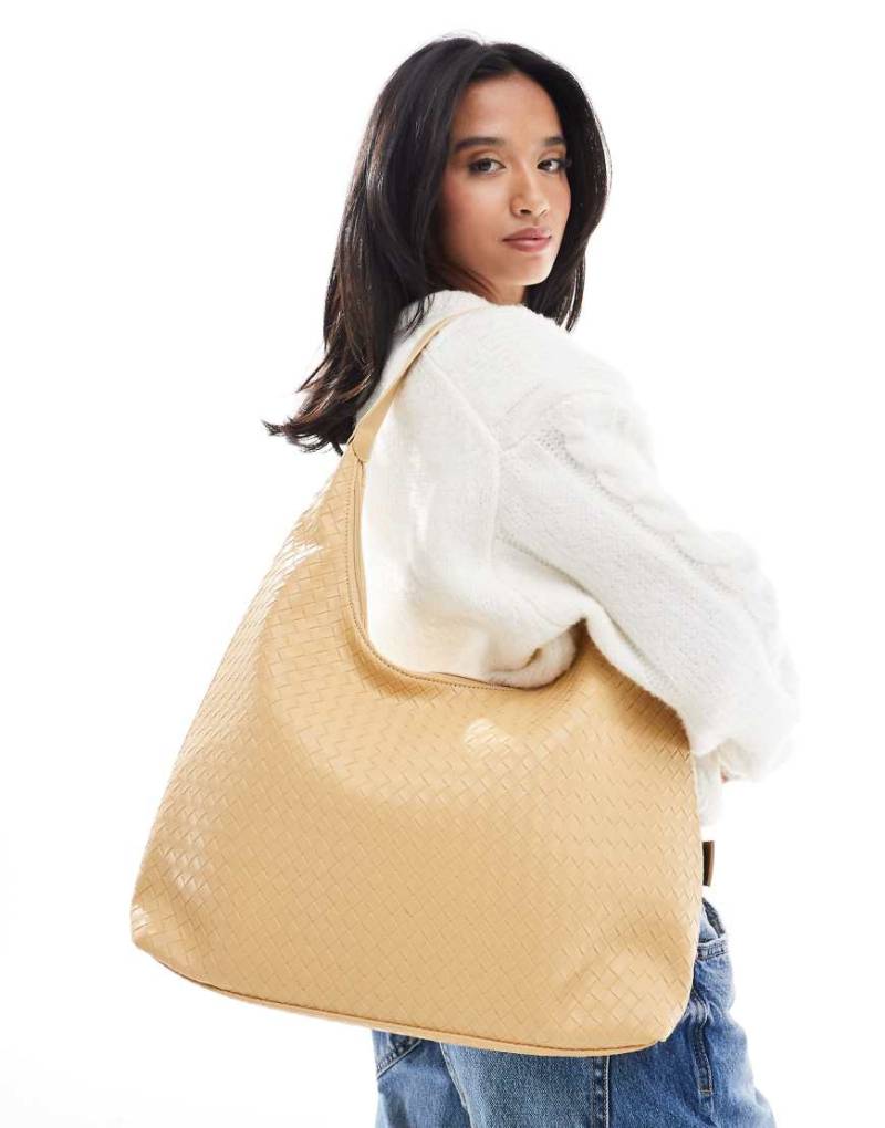 Glamorous - Große Schultertasche in Buttergelb mit Webstruktur von Glamorous