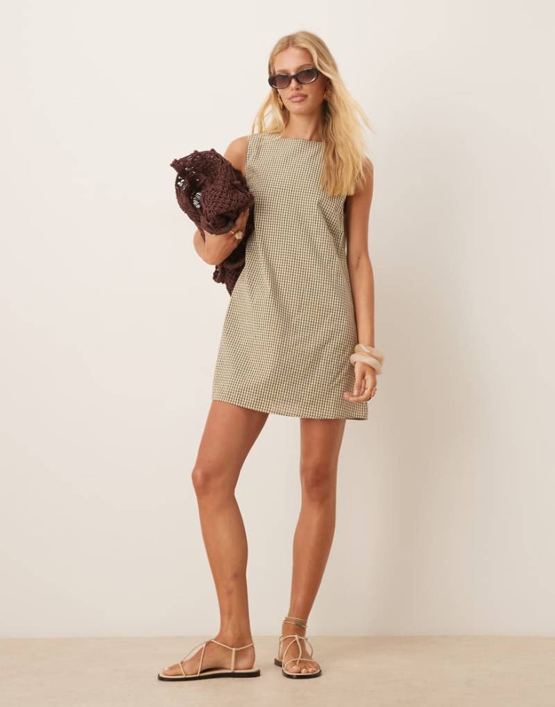 Glamorous - Kariertes Mini-Hängerkleid in Grün und Rot kariert-Bunt von Glamorous