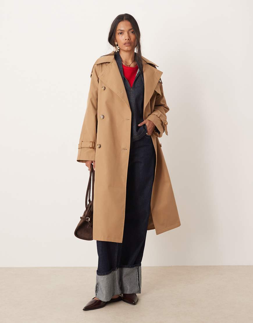 Glamorous - Langer Trenchcoat in Kamelbraun-Brown von Glamorous