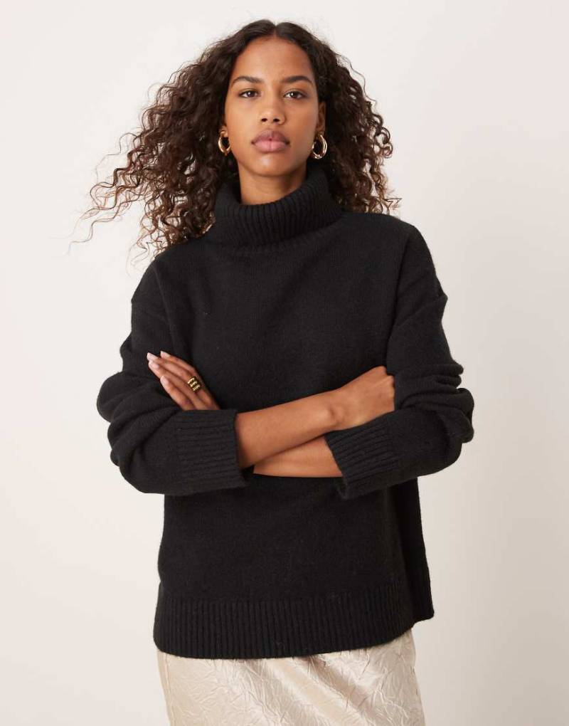 Glamorous - Lockerer Strickpullover in Schwarz mit Rollkragen von Glamorous