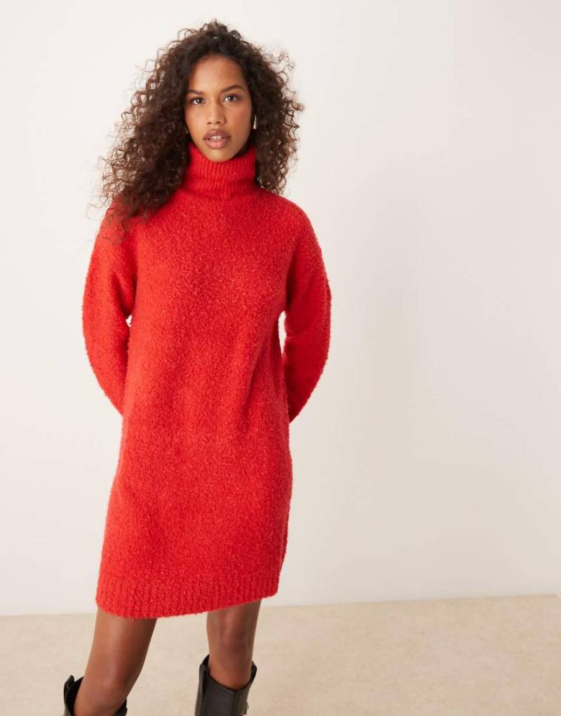 Glamorous - Lockeres Pulloverkleid in Rot mit Rollkragen von Glamorous
