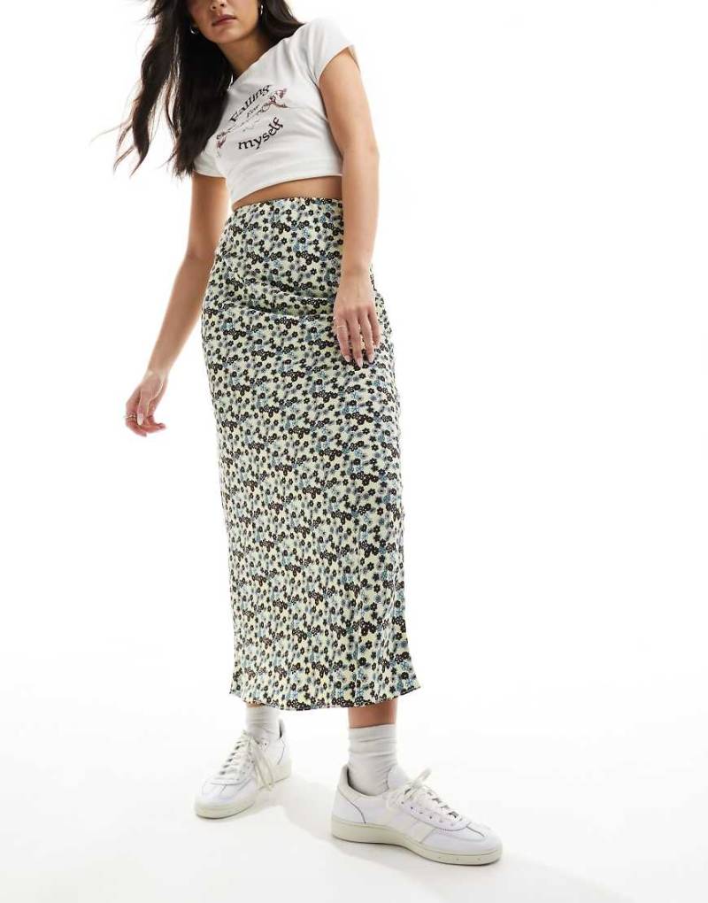 Glamorous - Maxi-Schlupfrock mit Retro-Blümchenmuster-Gelb von Glamorous
