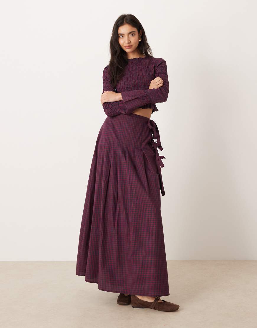 Glamorous - Maxirock in Rot kariert mit seitlichem Kilt-Design, Kombiteil von Glamorous