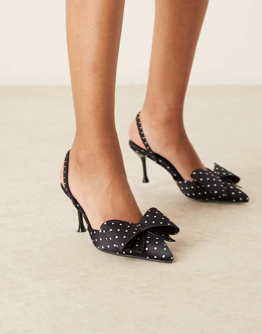 Glamorous - Mules in Schwarz mit Polka Dots in Weiß und Kitten-Absatz von Glamorous