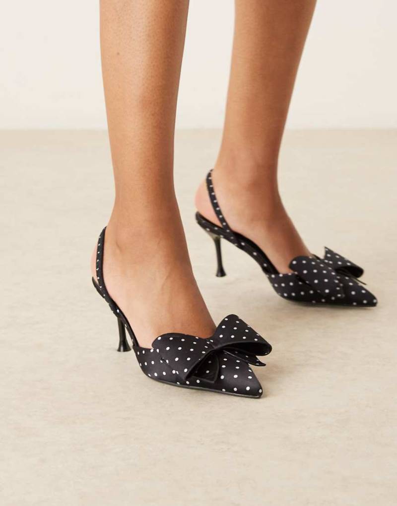 Glamorous - Mules in Schwarz mit Polka Dots in Weiß und Kitten-Absatz von Glamorous