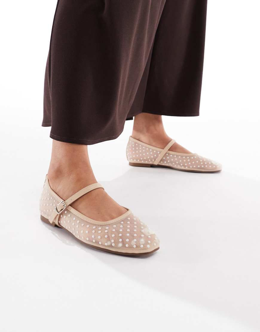 Glamorous - Netzstoff-Ballerinas in Beige mit Punktemuster-Neutral Glamorous - Netzstoff-Ballerinas in Beige mit Punktemuster-Neutral von Glamorous