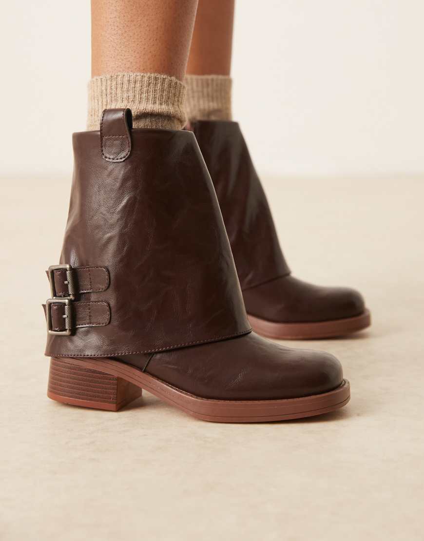 Glamorous - Niedrige Ankle-Boots in Braun mit umgeschlagenem Schaft von Glamorous