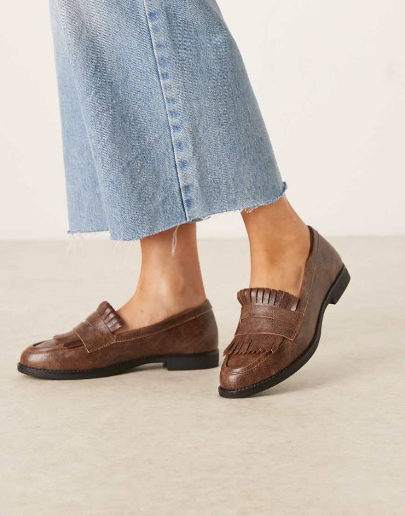 Glamorous - PU-Loafer in Braun mit Fransen-Brown von Glamorous
