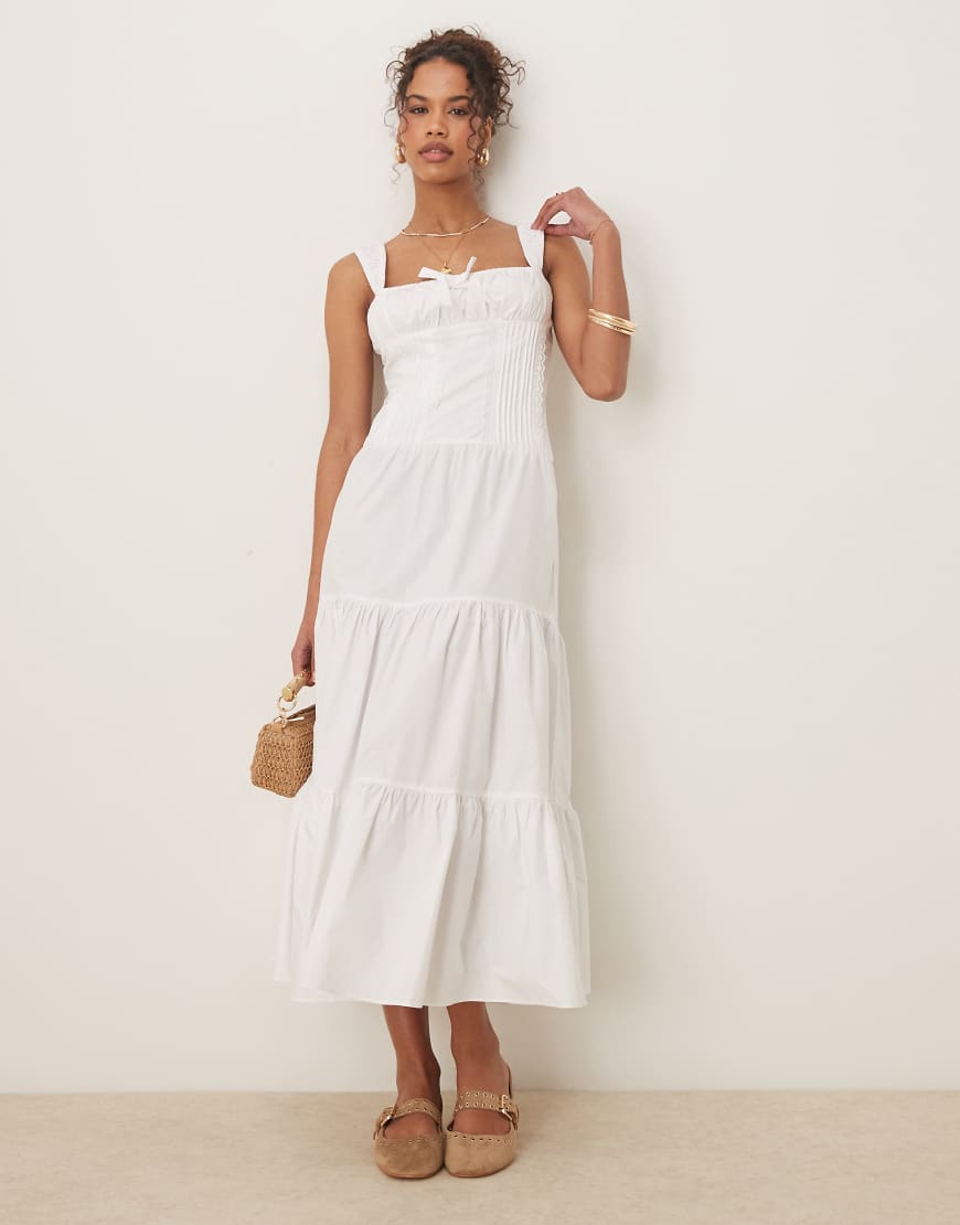 Glamorous - Popeline-Maxikleid in Weiß mit Korsettdetail von Glamorous