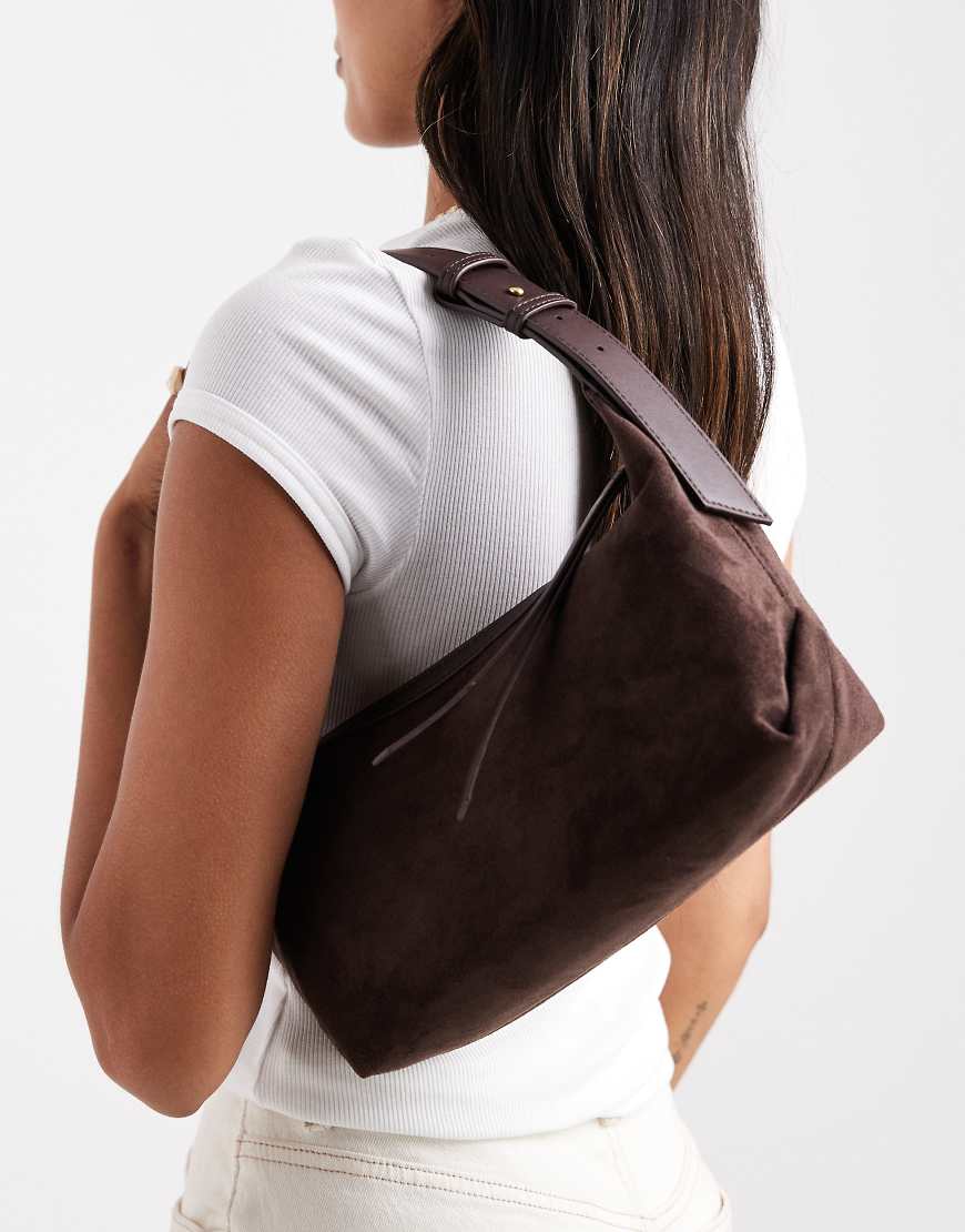 Glamorous - Schultertasche aus Wildlederimitat in tiefem Braun mit Schnallendetail Glamorous - Schultertasche aus Wildlederimitat in tiefem Braun mit Schnallendetail von Glamorous