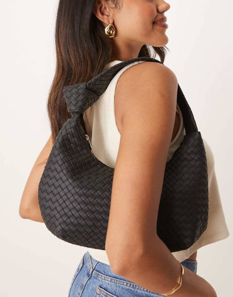 Glamorous - Schultertasche mit gewebtem Design in Schwarz von Glamorous