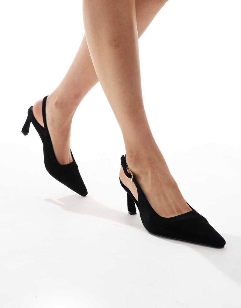 Glamorous - Spitze Pumps aus Wildlederimitat in Schwarz mit Fersenriemen von Glamorous