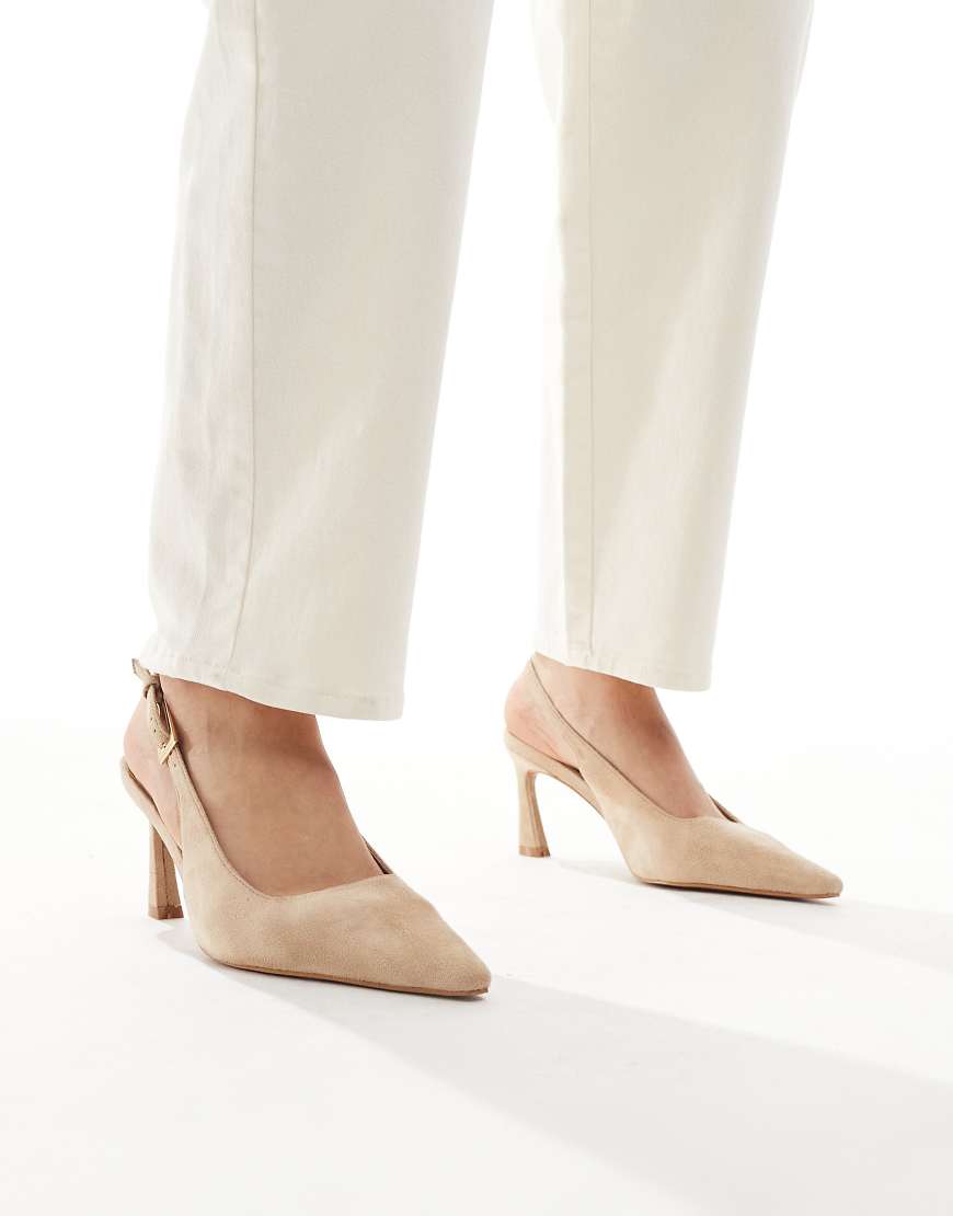 Glamorous - Spitze Slingback-Pumps aus Wildlederimitat in Cremeweiß-Neutral von Glamorous