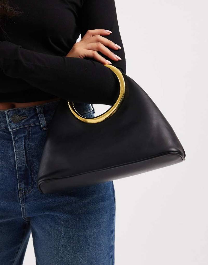 Glamorous - Tragetasche in Schwarz mit goldfarbenem Griff von Glamorous