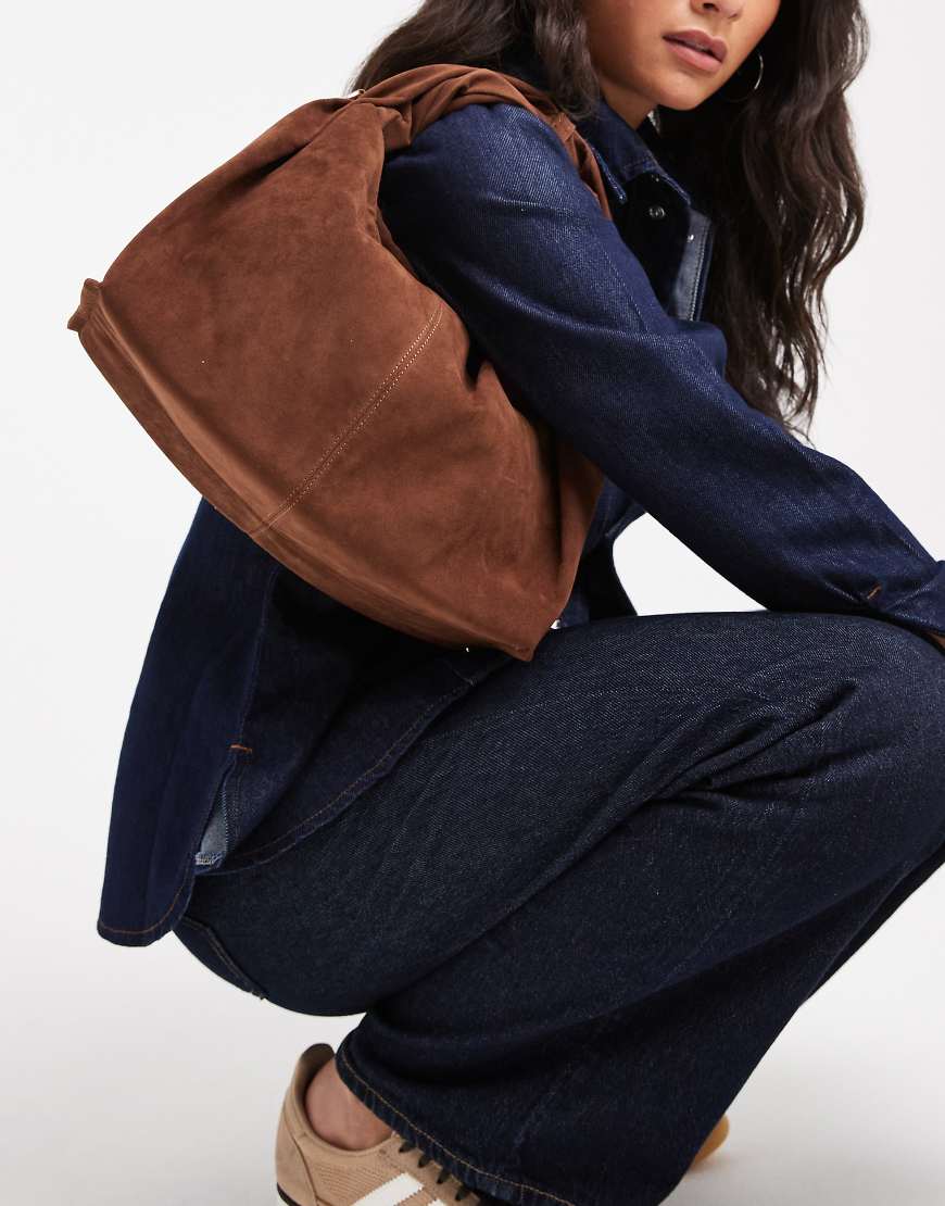 Glamorous - Weiche Henkeltasche aus Wildlederimitat in Braun mit abnehmbarem Umhängeriemen-Brown von Glamorous