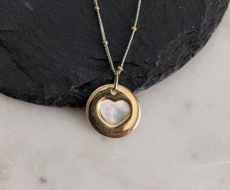 Gold Gefüllte Und Mather Der Perle Herz Sterling Silber Halskette, Charm Geschenk Zum Valentinstag von GlamorousJewelry1