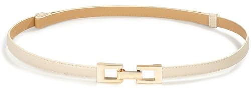 Glamorstar Skinny Gürtel für Damen, dünner PU-Leder-Taillengürtel mit goldfarbener Schnalle für Kleider, Beige, Fit Waist 24"-37" Glamorstar Skinny Gürtel für Damen, dünner PU-Leder-Taillengürtel mit goldfarbener Schnalle für Kleider, Beige, Fit Waist 24"-37" von Glamorstar