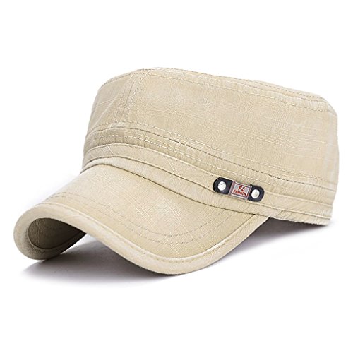 Glamorstar Unisex Cadet Army Cap Washed Cotton Twill Military Corps Hat Flat Top Cap, beige, Einheitsgröße von Glamorstar