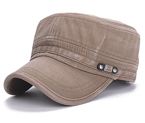 Glamorstar Unisex Cadet Army Cap Washed Cotton Twill Military Corps Hat Flat Top Cap, braun, Einheitsgröße von Glamorstar