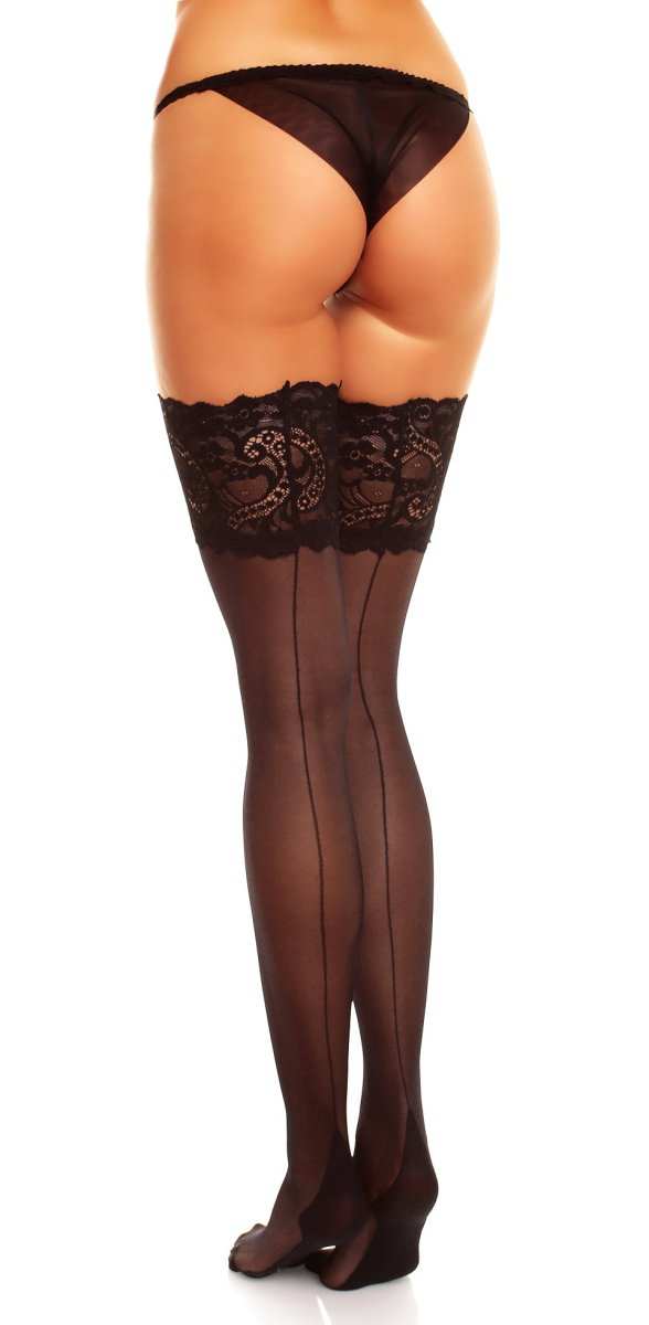Glamory Couture 20 halterlose Naht-Strümpfe | Farbe: Black | Größe: 52-54 von Glamory