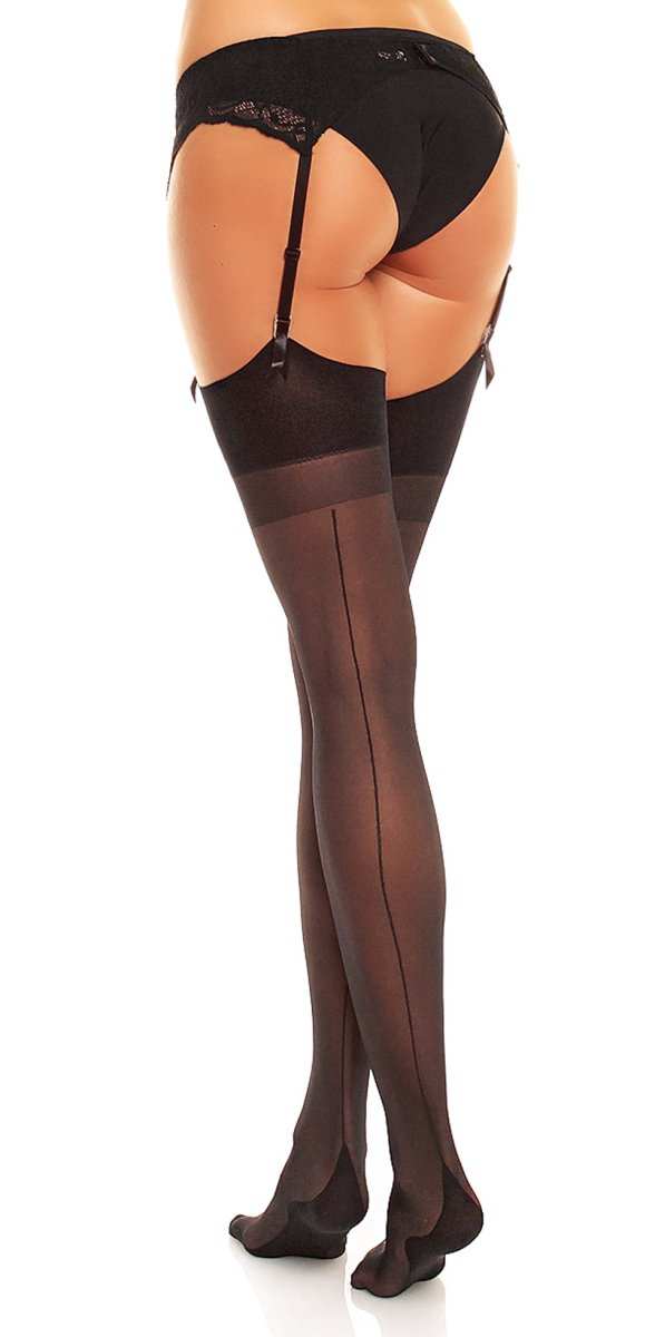 Glamory Delight 20 Strapsstrümpfe mit Naht | Farbe: Black | Größe: 56-58 von Glamory