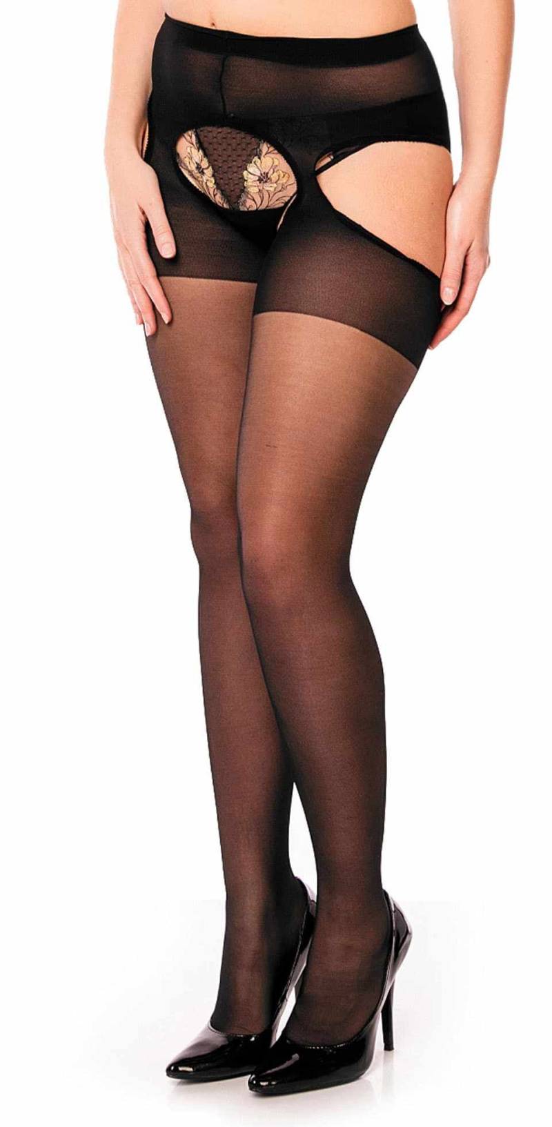 Glamory Plaisir Ouvert 20 Straps-Strumpfhose für Frauen | Farbe: Black | Größe: 40-42 von Glamory