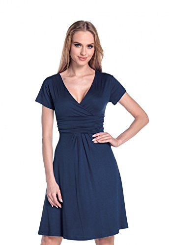 Glamour Empire Damen Ausgestellter Schnitt Kleid Sommer Jersey Skaterkleid 108 (Marine, 44, 2XL) von Glamour Empire