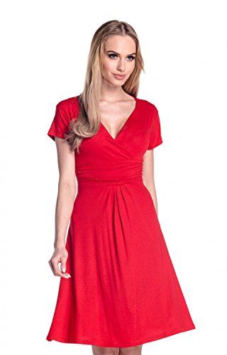 Glamour Empire Damen Ausgestellter Schnitt Kleid Sommer Jersey Skaterkleid 108 (Rot, 44, 2XL) von Glamour Empire