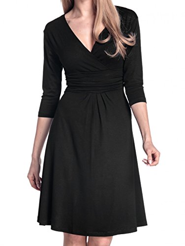 Glamour Empire Damen Knie Länge 3/4 Ärmel Viskose Kreis Kleid 282 (Schwarz, 40, L) von Glamour Empire