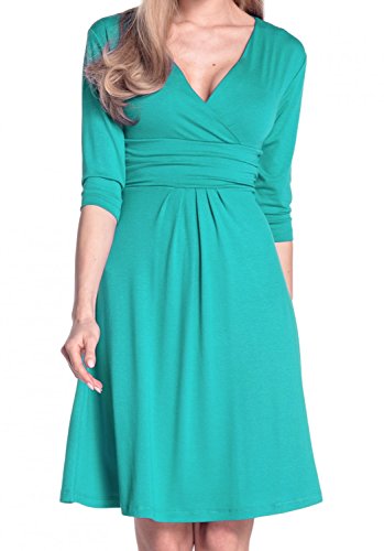 Glamour Empire Damen Knie Länge 3/4 Ärmel Viskose Kreis Kleid 282 (Teal, 42, XL) von Glamour Empire