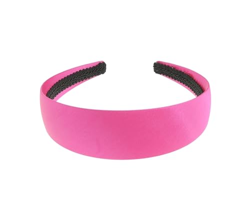 Breit, flach, sehr stark, 4 cm, schlicht, blanko, Satin, DIY, Hutmacher, großer Fascinator, langer dicker Haarschmuck, Stirnband, Basteln, Haarreif für Damen (Fuchsia) von Glamour Girlz