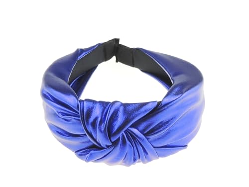 Damen Mädchen Abend Fancy Metallic Stoff Knoten Twist Twisted Turban breit dick formelles Kostüm Stirnband Haarschmuck Haarband Weihnachten Hochzeit Brautjungfer Party (Königsblau) von Glamour Girlz